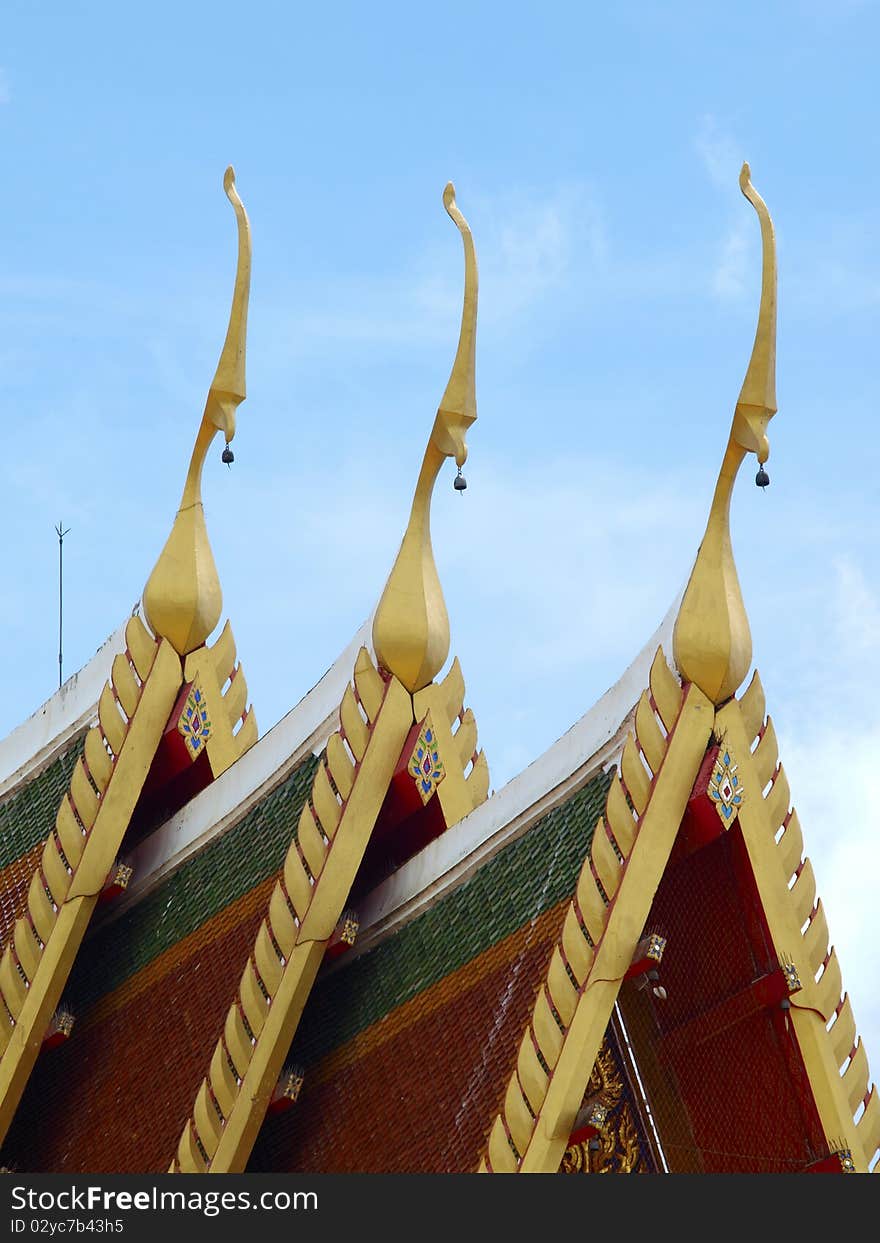 Thai style wood carving in temple , Thailand