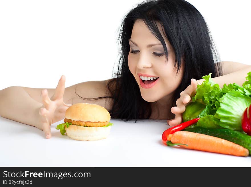 Beautiful woman  with vegetables