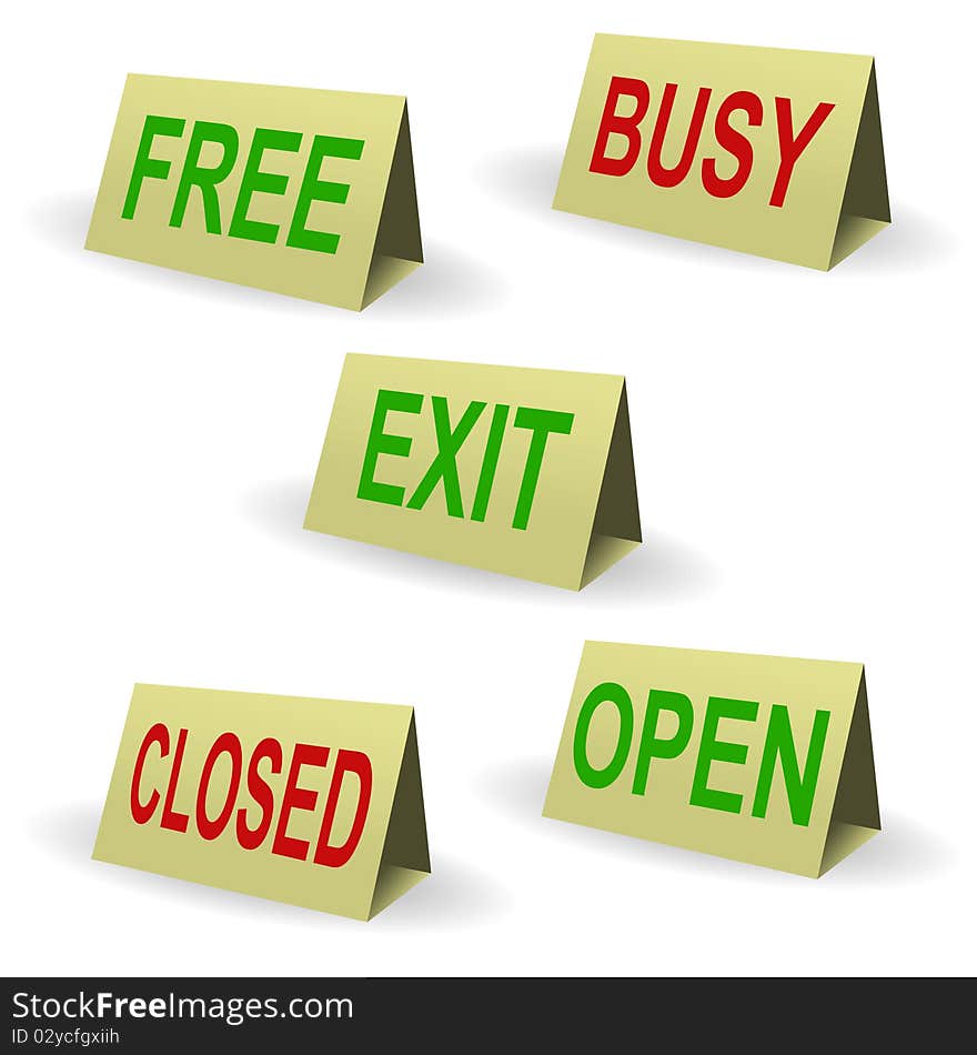 Free and busy. Close and open. Exit