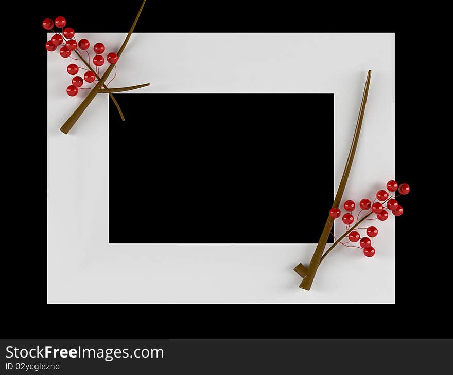 Empty white floral picture frame  isolated