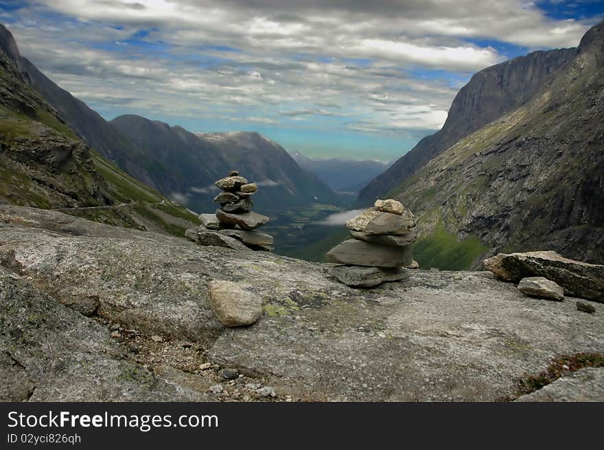 Stone man in the mountains