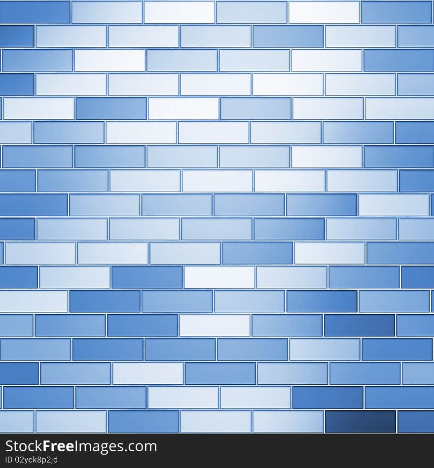 Blue brick wall pattern background. Blue brick wall pattern background