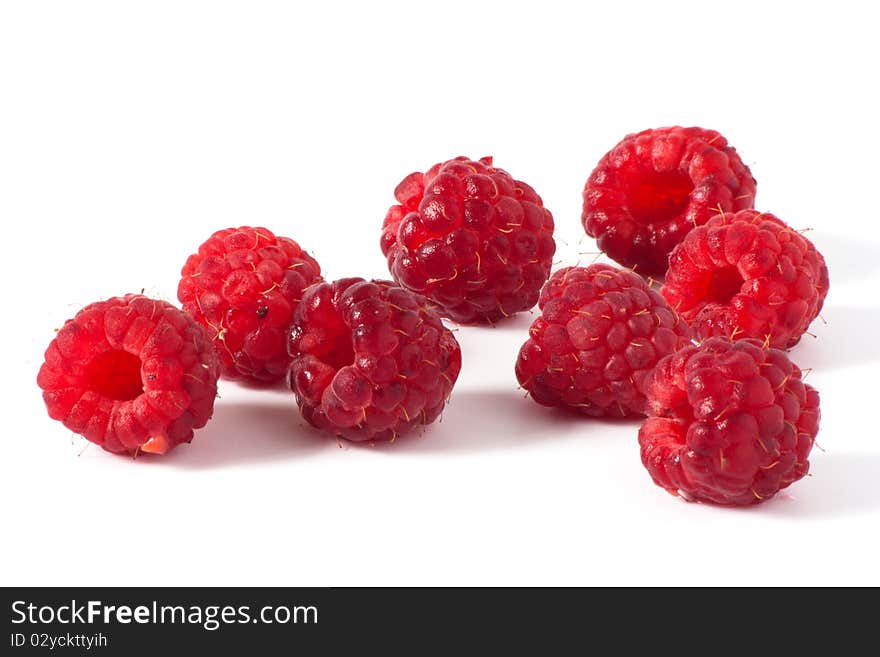 Raspberry on white background