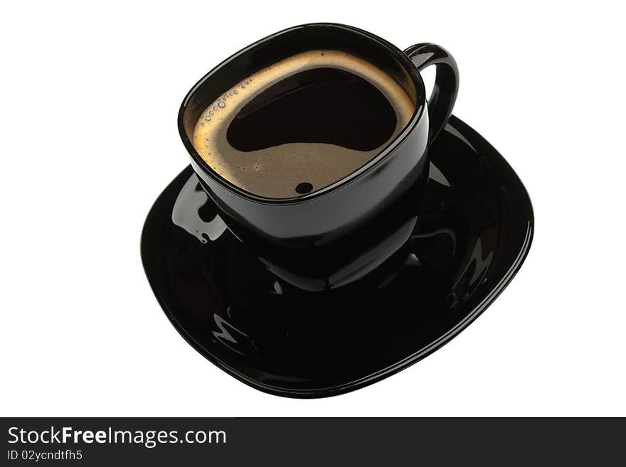 Black coffee cup isolated on white background