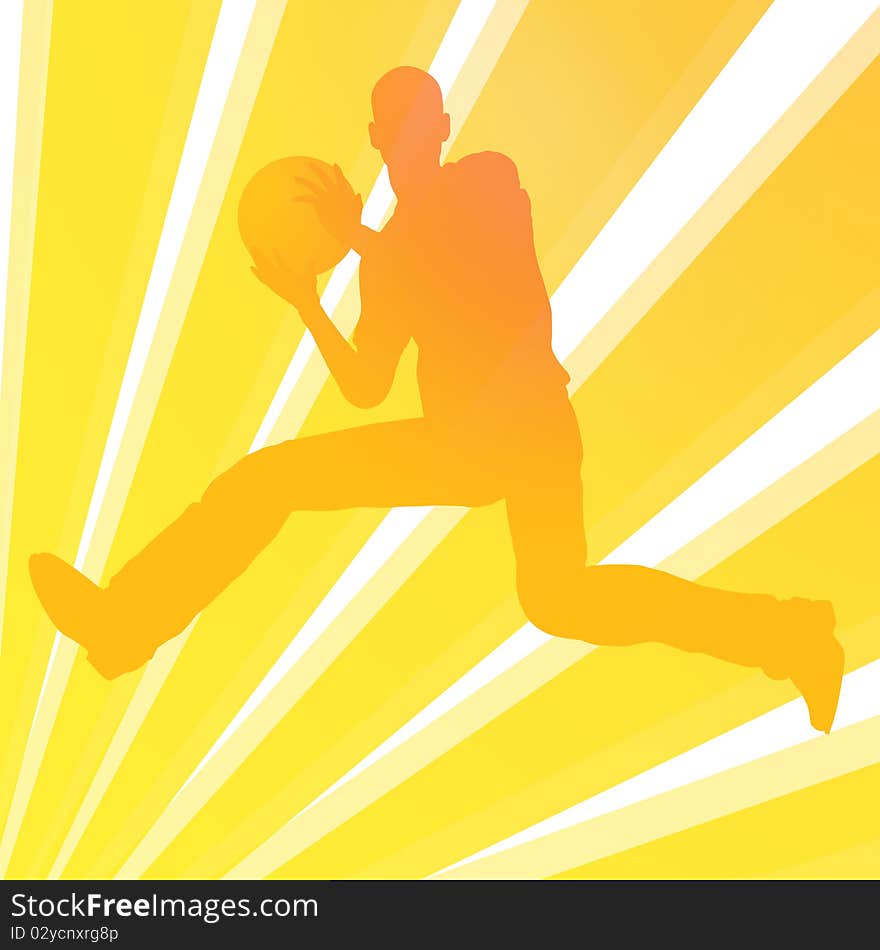 Playing basket ball man silhouette illustration