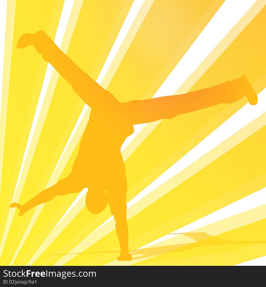 Rollover man on silhouette illustration