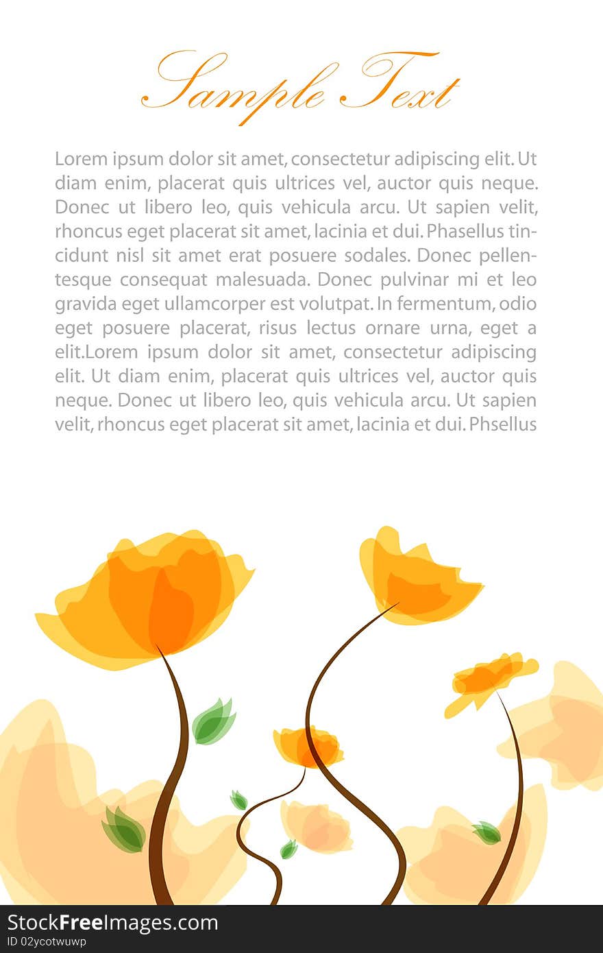 Illustration of text template with floral background. Illustration of text template with floral background