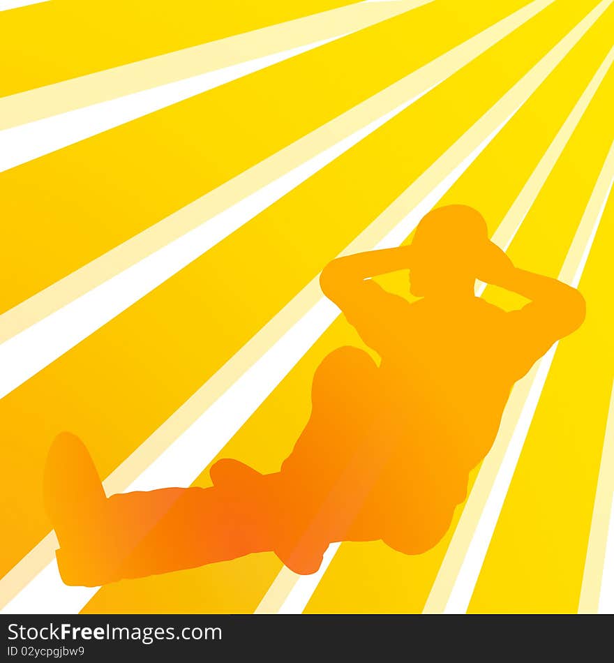 Relaxing man on silhouette illustration