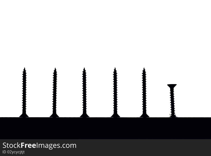 Silhouette of screws on a white background