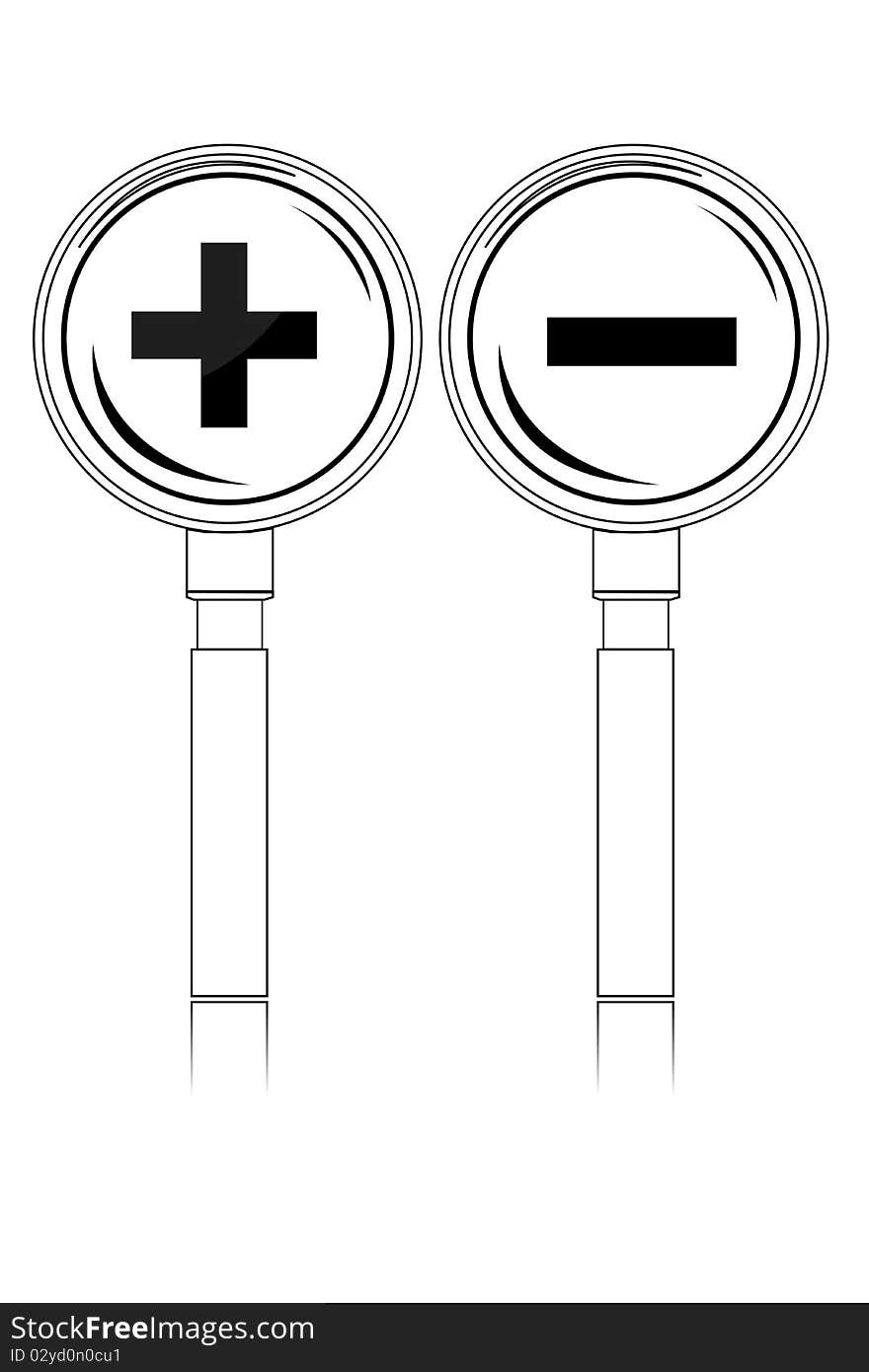 Illustration of increase-decrease magnifiers icons