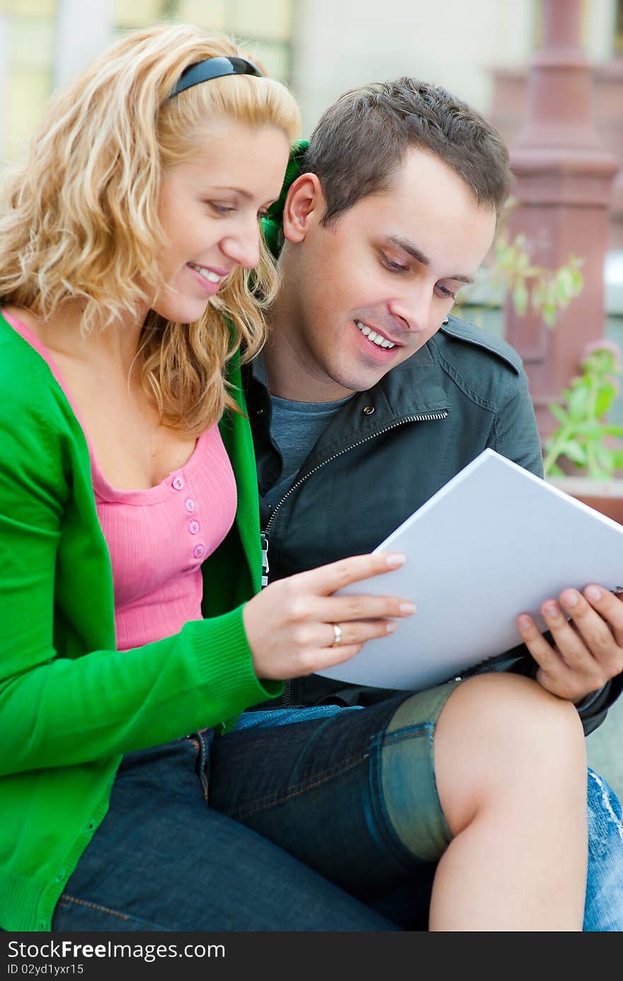 A couple of students studying