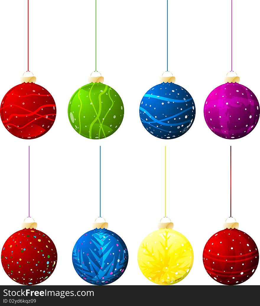 Vector christmas balls 8 different color versions