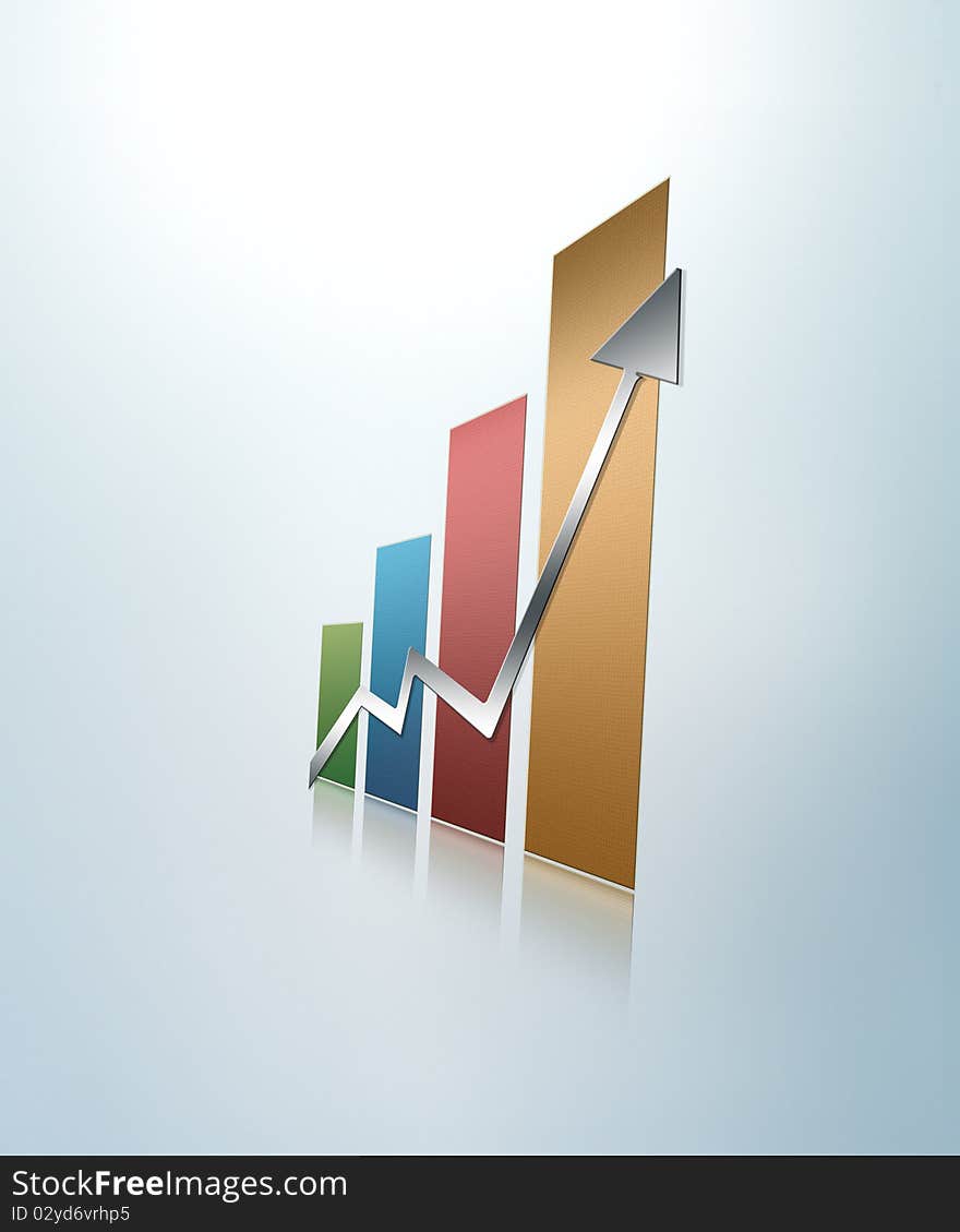 Illustrated glossy graph pointing up. Illustrated glossy graph pointing up