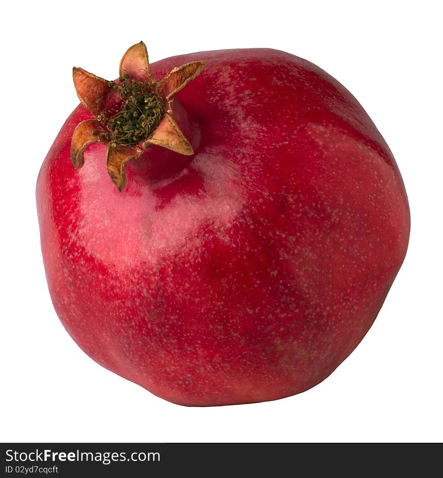 Fresh red pomegranate isolated on the white background