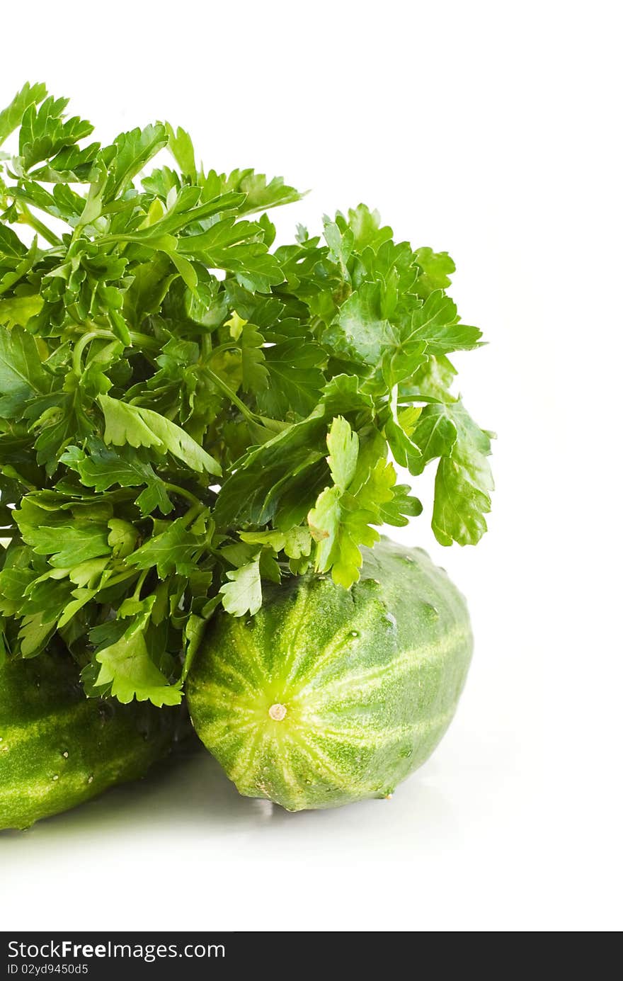 Cucumbers and parsley