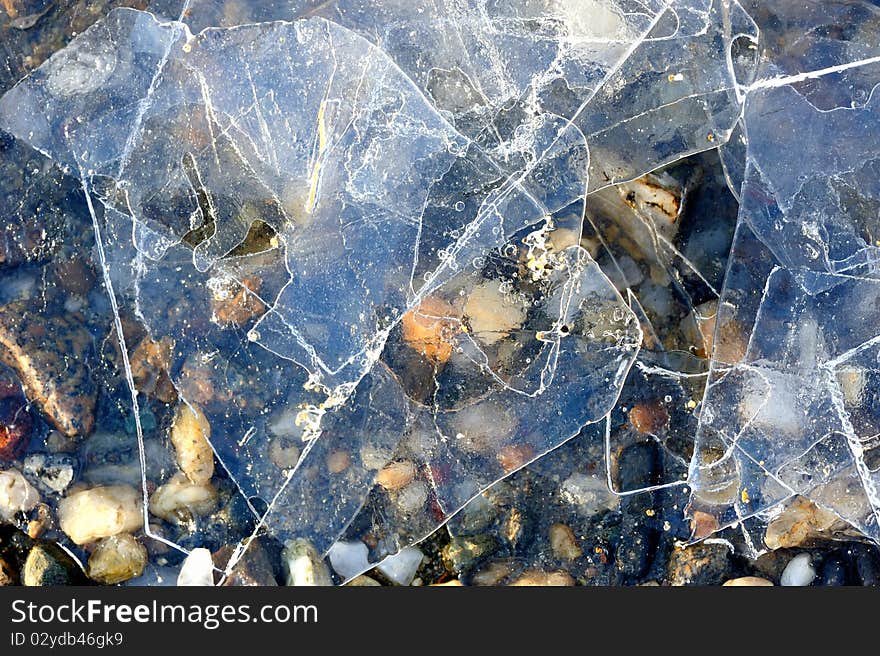 First autumn ice on the lake. First autumn ice on the lake