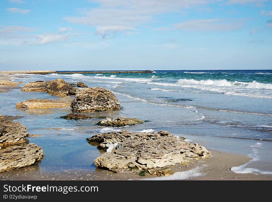 Stony coast of the sea. Stony coast of the sea