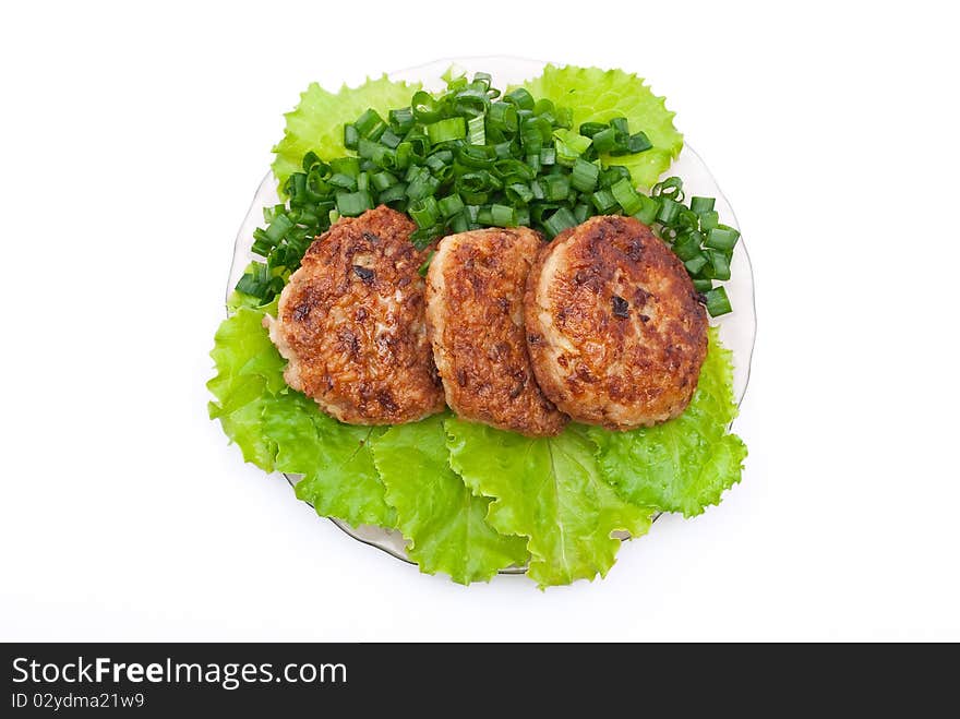 Cutlets on salad leaves