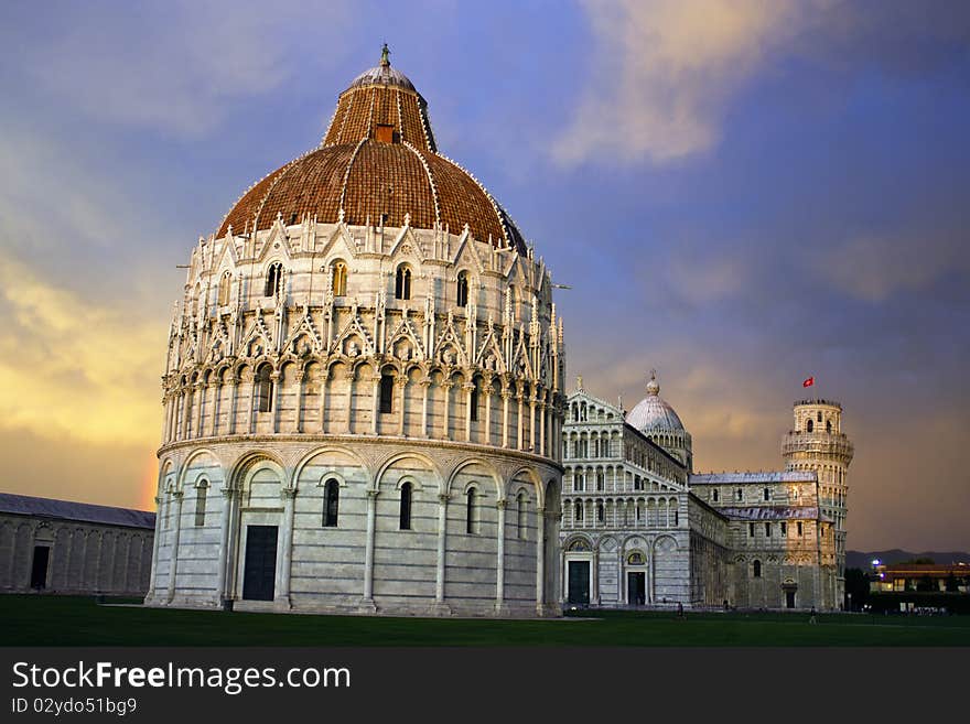 Sunset In Piazza Dei Miracoli, Pisa