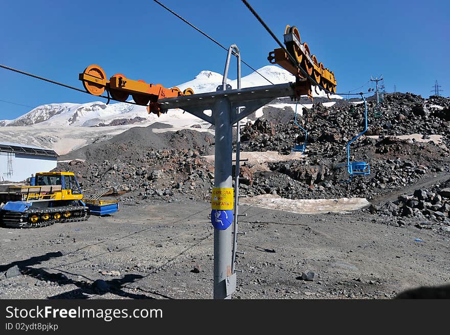 Sky lift on mountain Elbrus. Russia