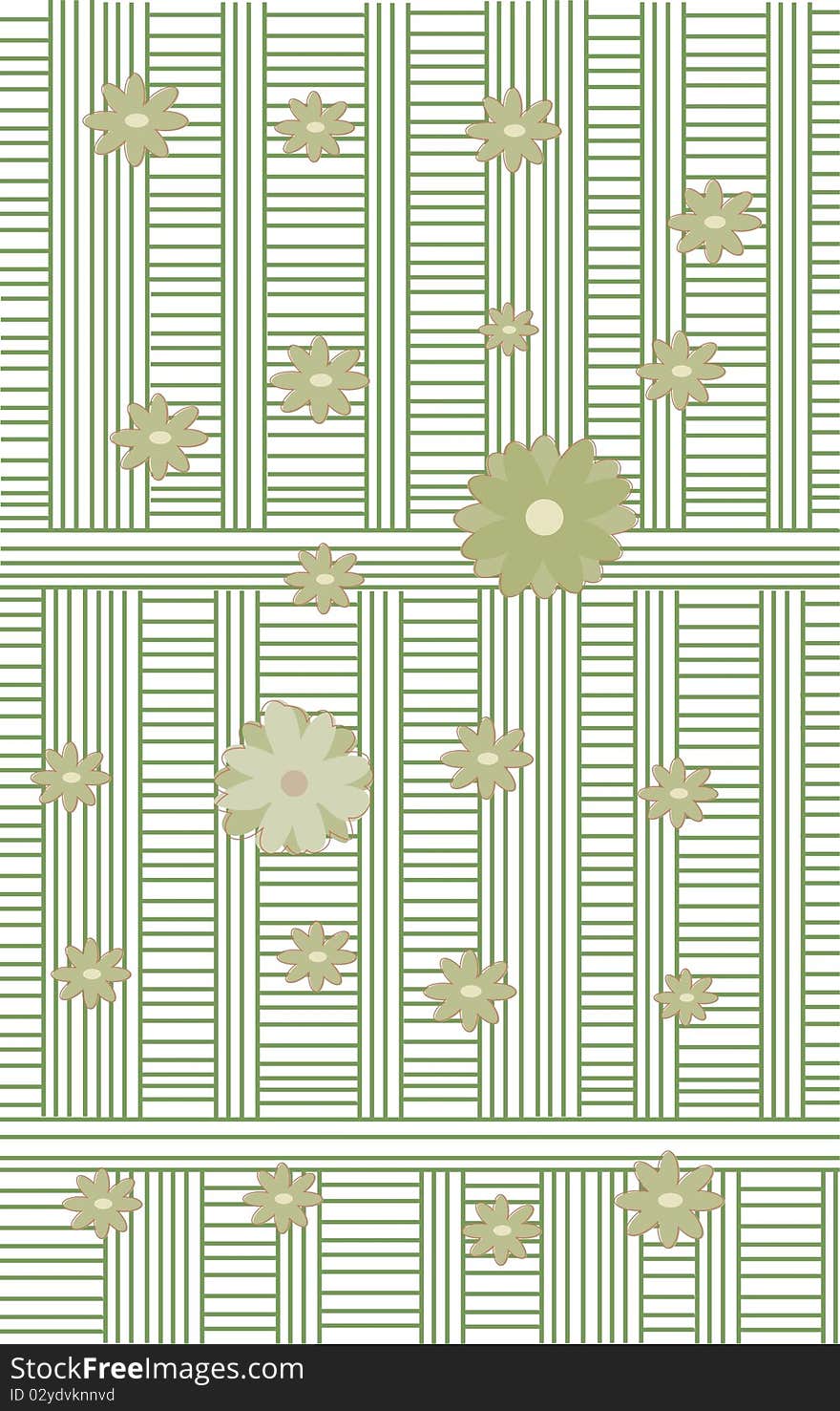 Green background with flowers and lines. Green background with flowers and lines