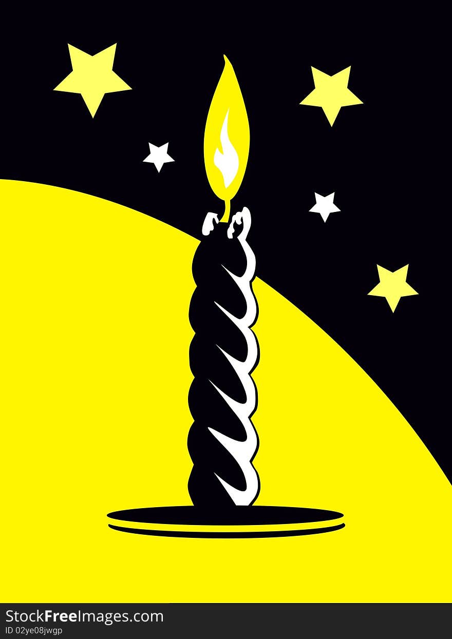 Candle silhouette on a black-yellow background. Candle silhouette on a black-yellow background