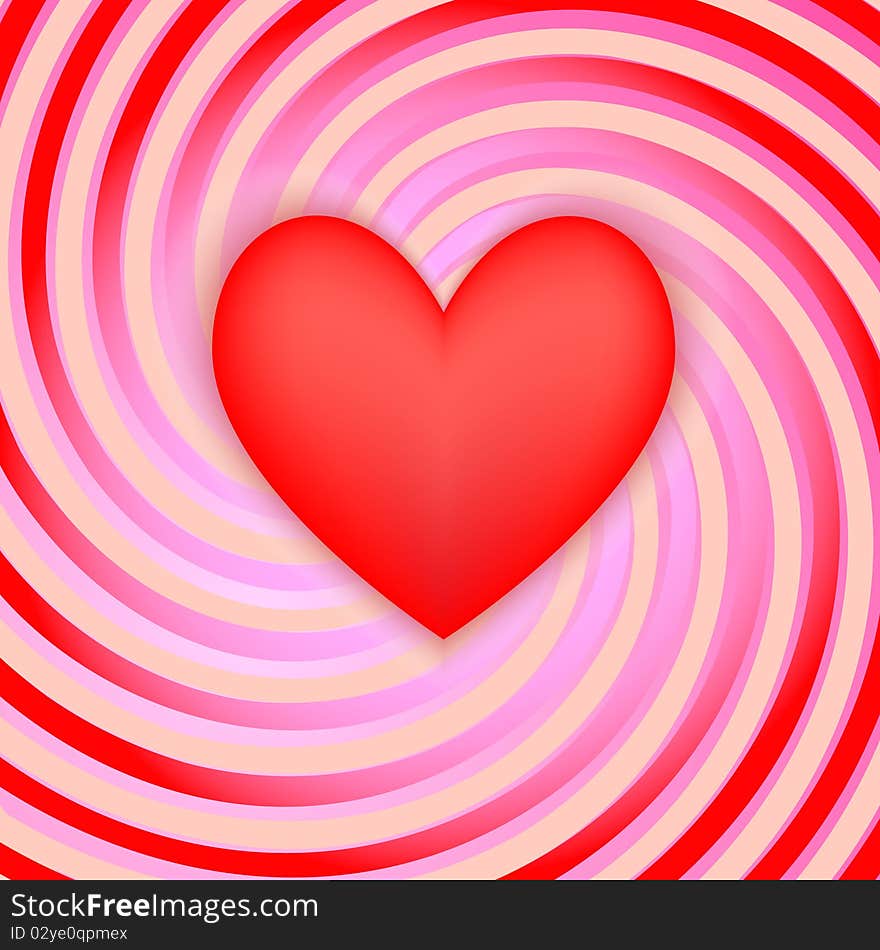 Heart on the striped background