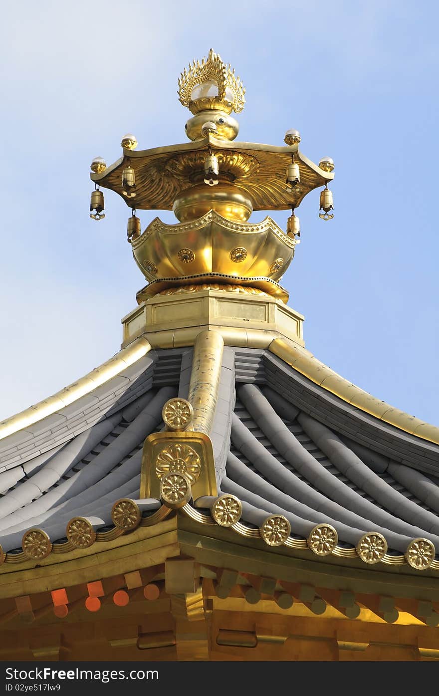 Oriental golden pavilion in chinese garden in Hong Kong