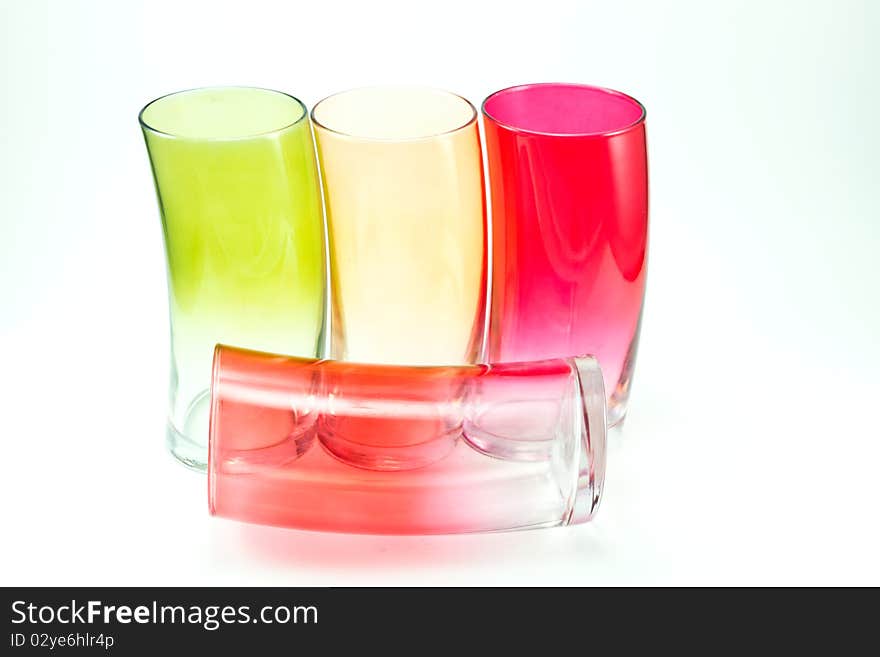 Colorful glasses on a white background