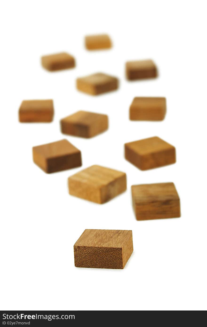 Wooden square figures isolated