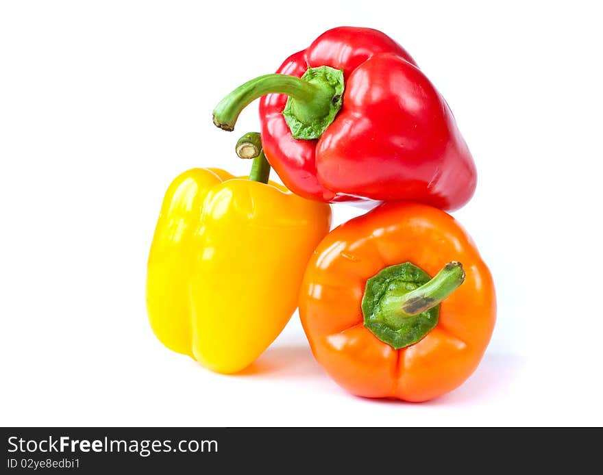 Three sweet pepper on a white background. Three sweet pepper on a white background