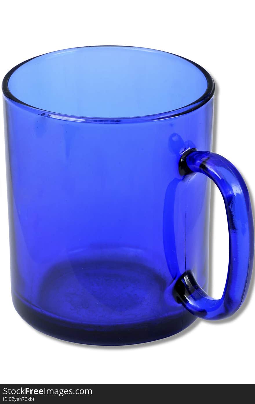 Blue glass cup isolated over white background