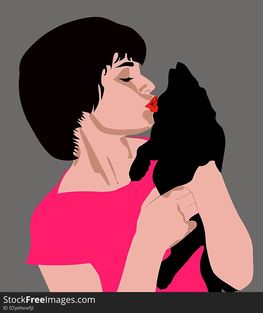 Girl with a kitten