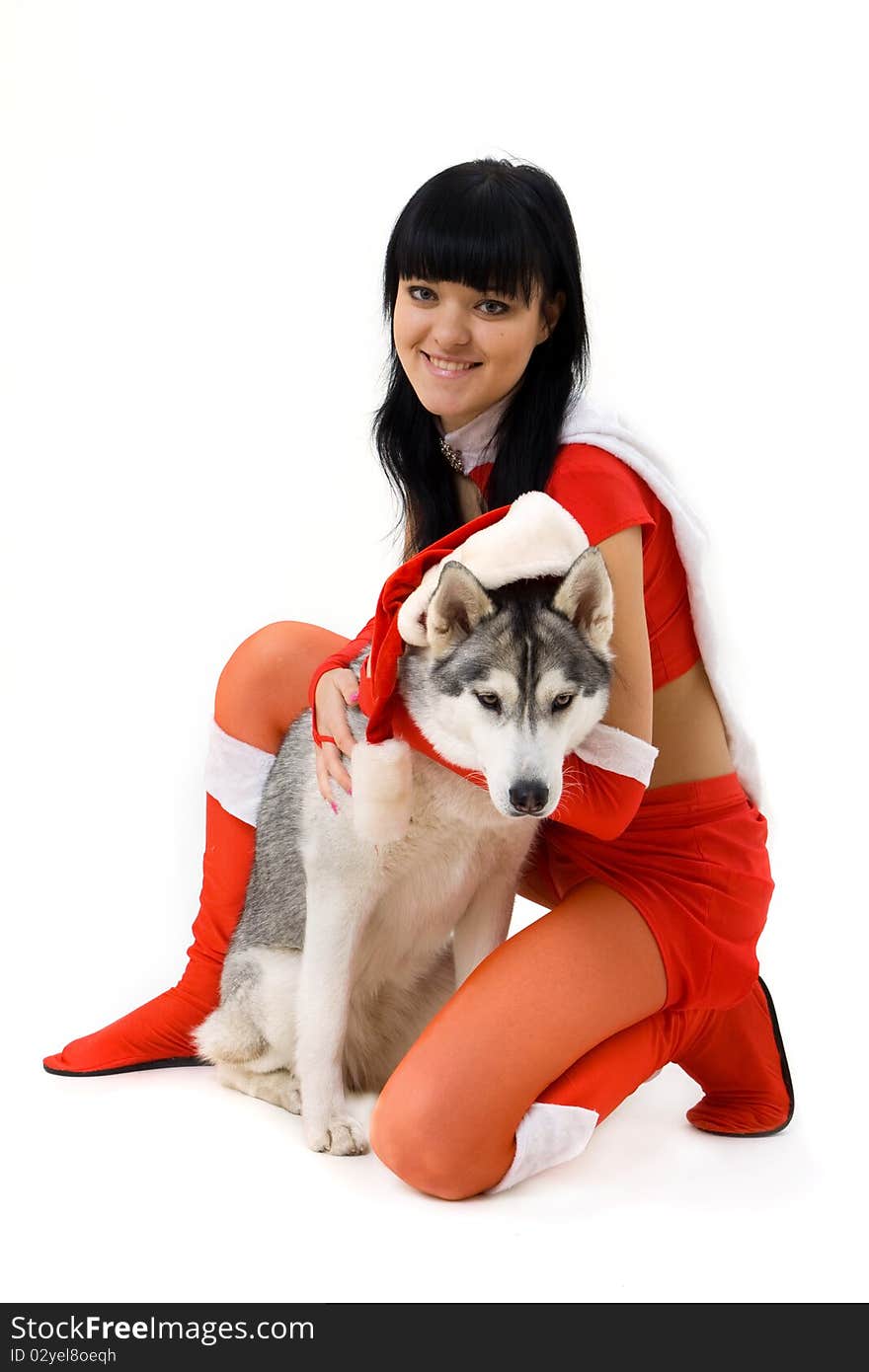 Beautiful girl in christmas costume