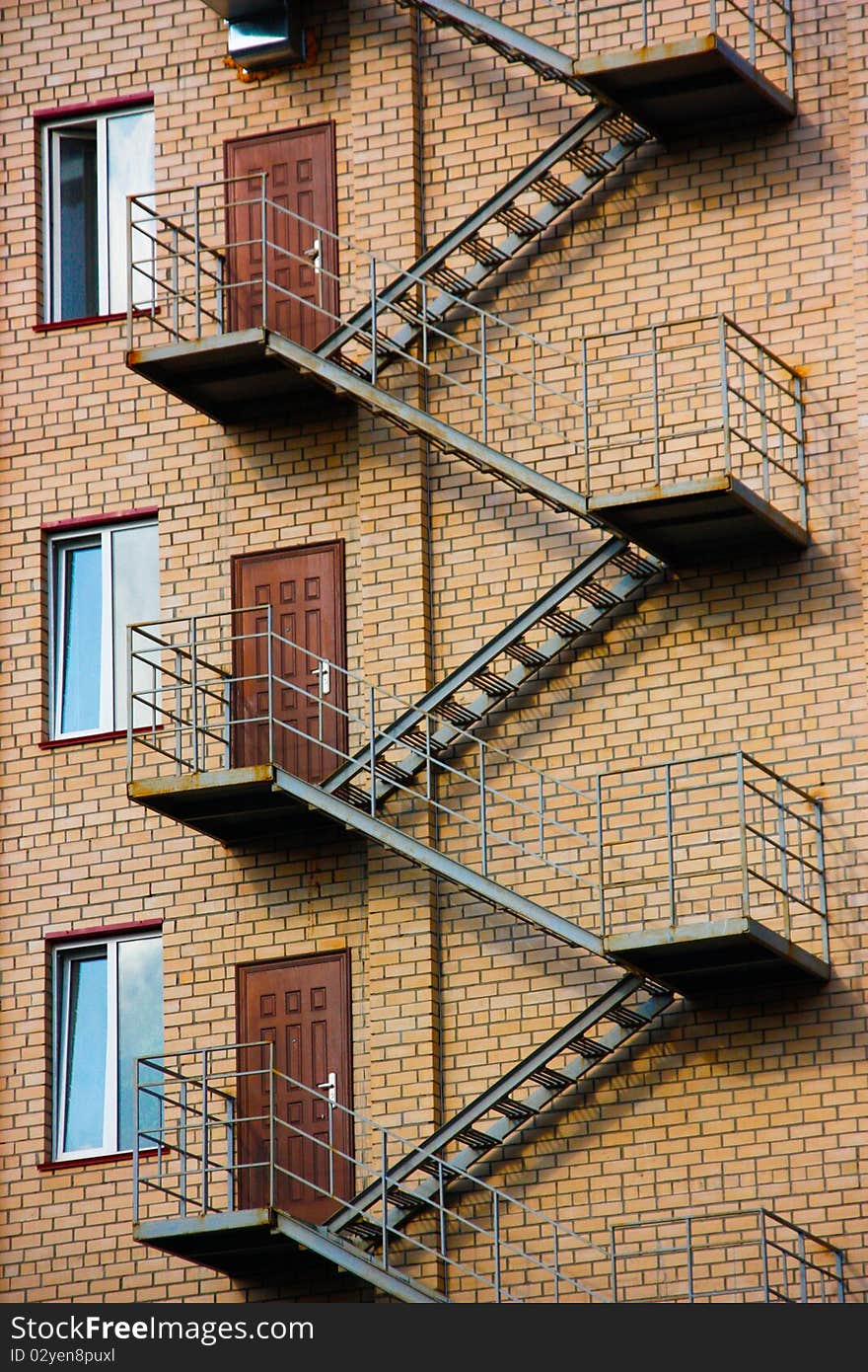 Fire escape on the facade of the building