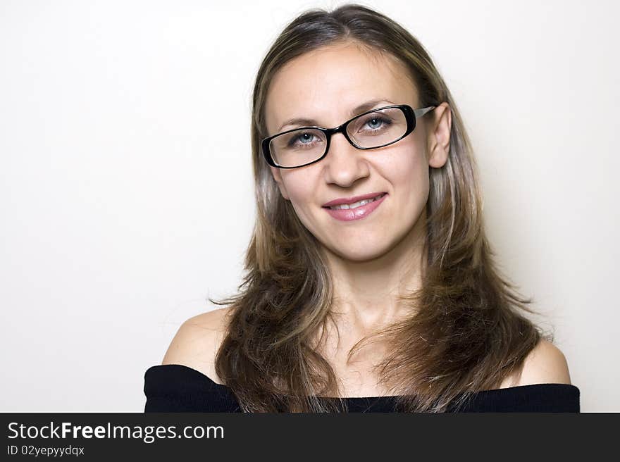 Beautiful smiling woman wearing glasses