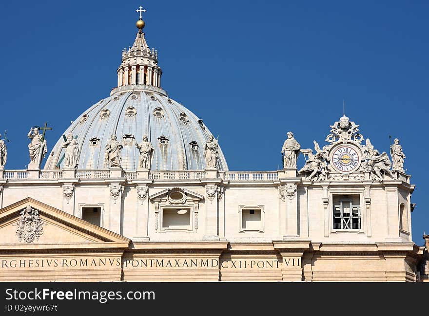 Statues on top of a St. Peter's Basilica, Rome, Italy