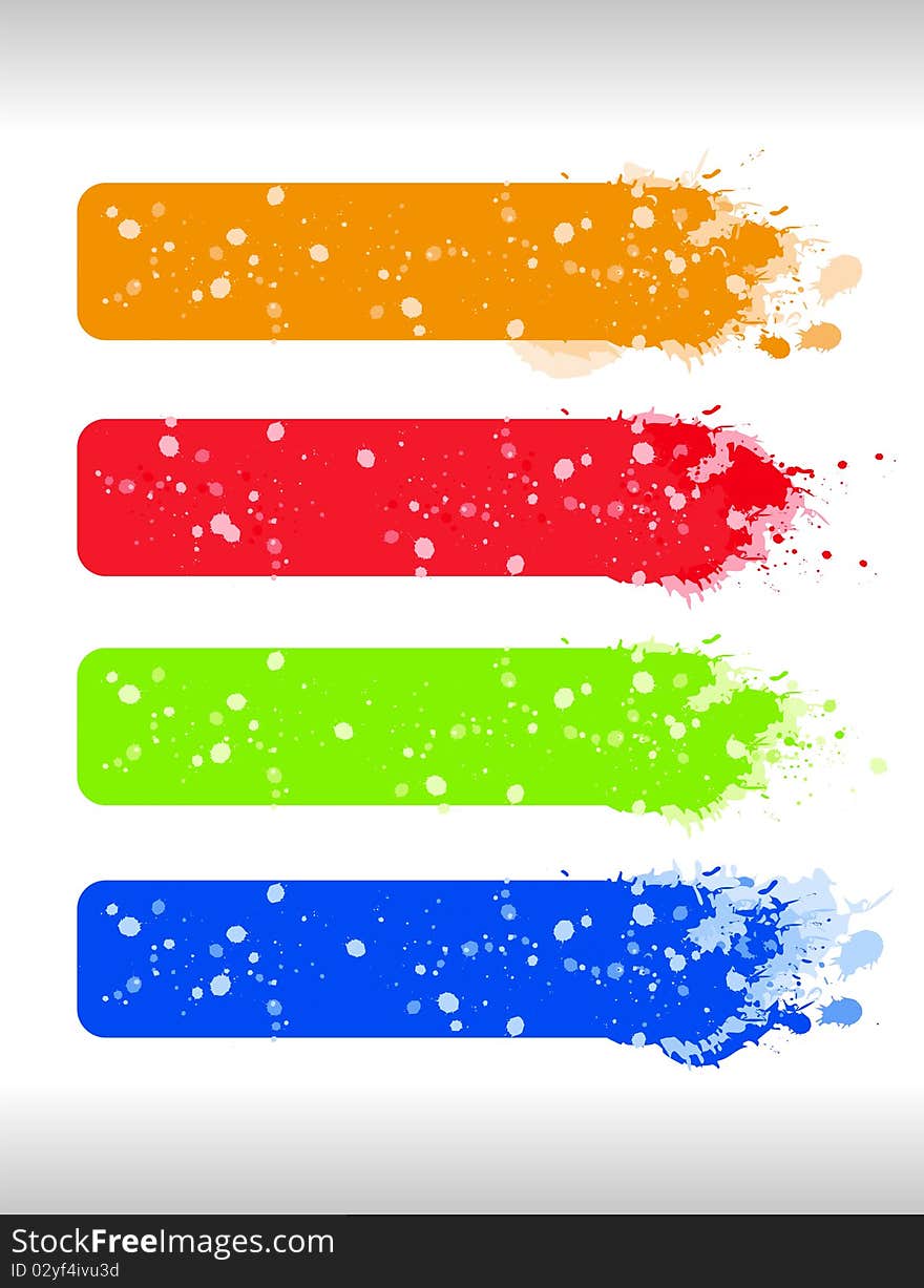 Multicolor grunge banners. Come in orange, red, green, blue.