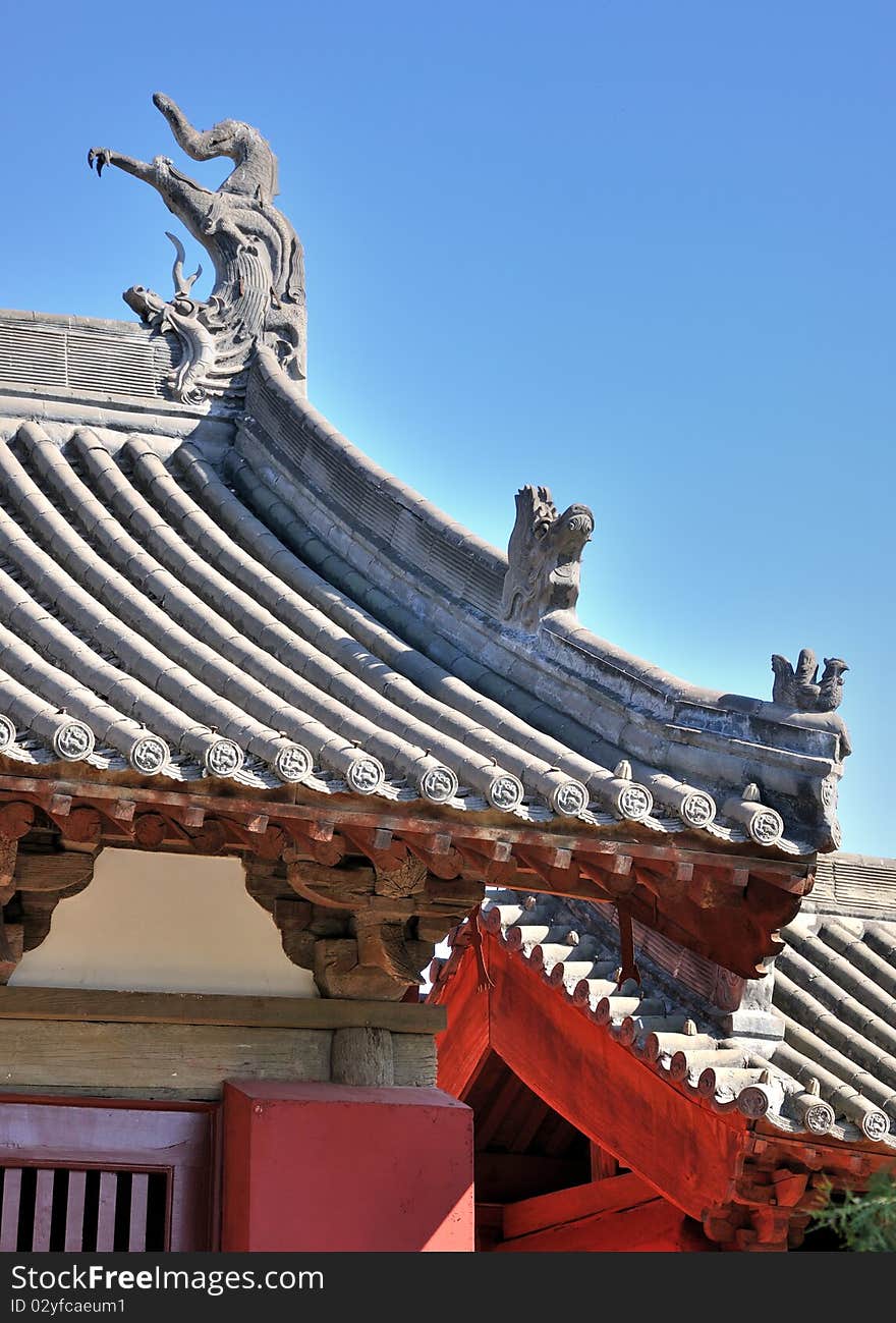 Roof and eave detail of Chinese old architecture