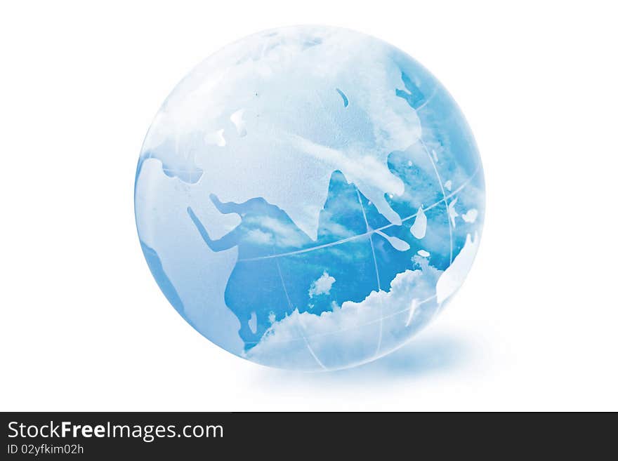 Blue globe on white background