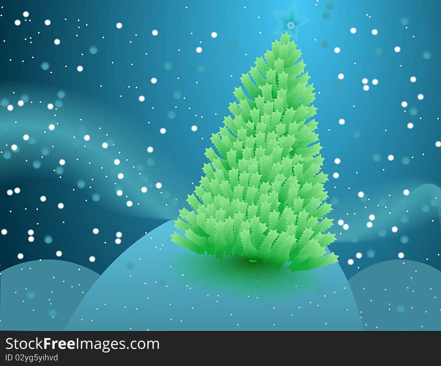 Christmas Vector with snow and Christmas Tree. Christmas Vector with snow and Christmas Tree