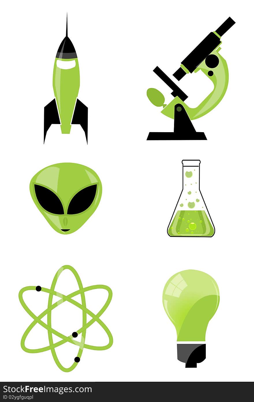 Illustration of set of scientific icon on isolated background