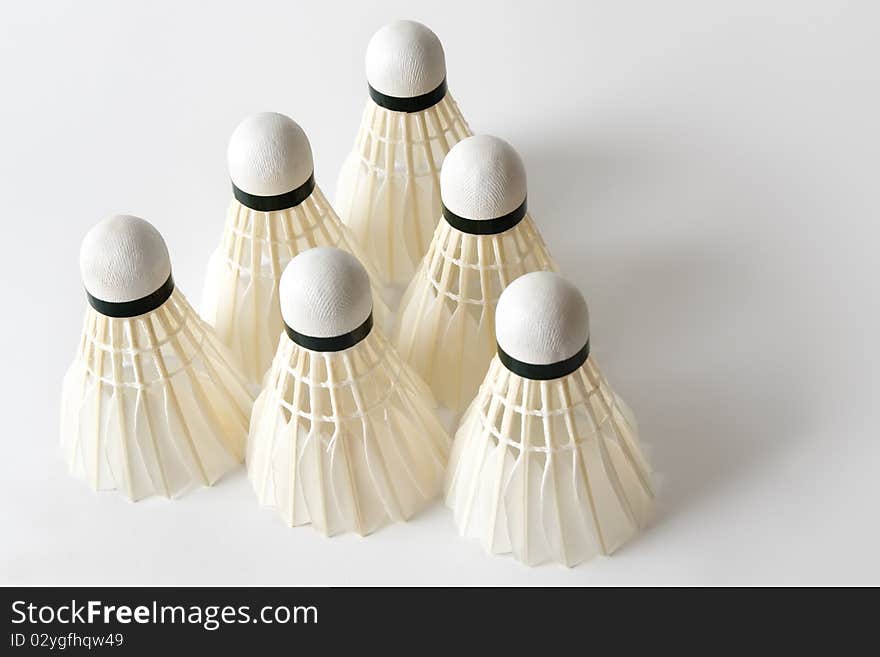 Group of white badminton shuttlecocks for your design. Group of white badminton shuttlecocks for your design