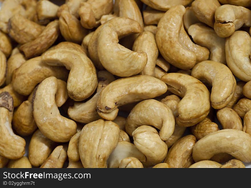 Cashew pile in close up view