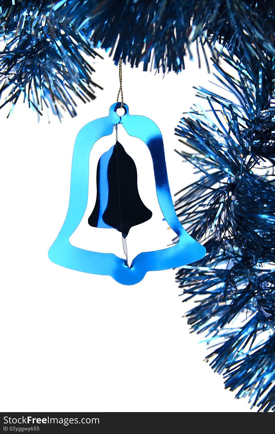 Blue Shiny Christmas Tinsel Bell