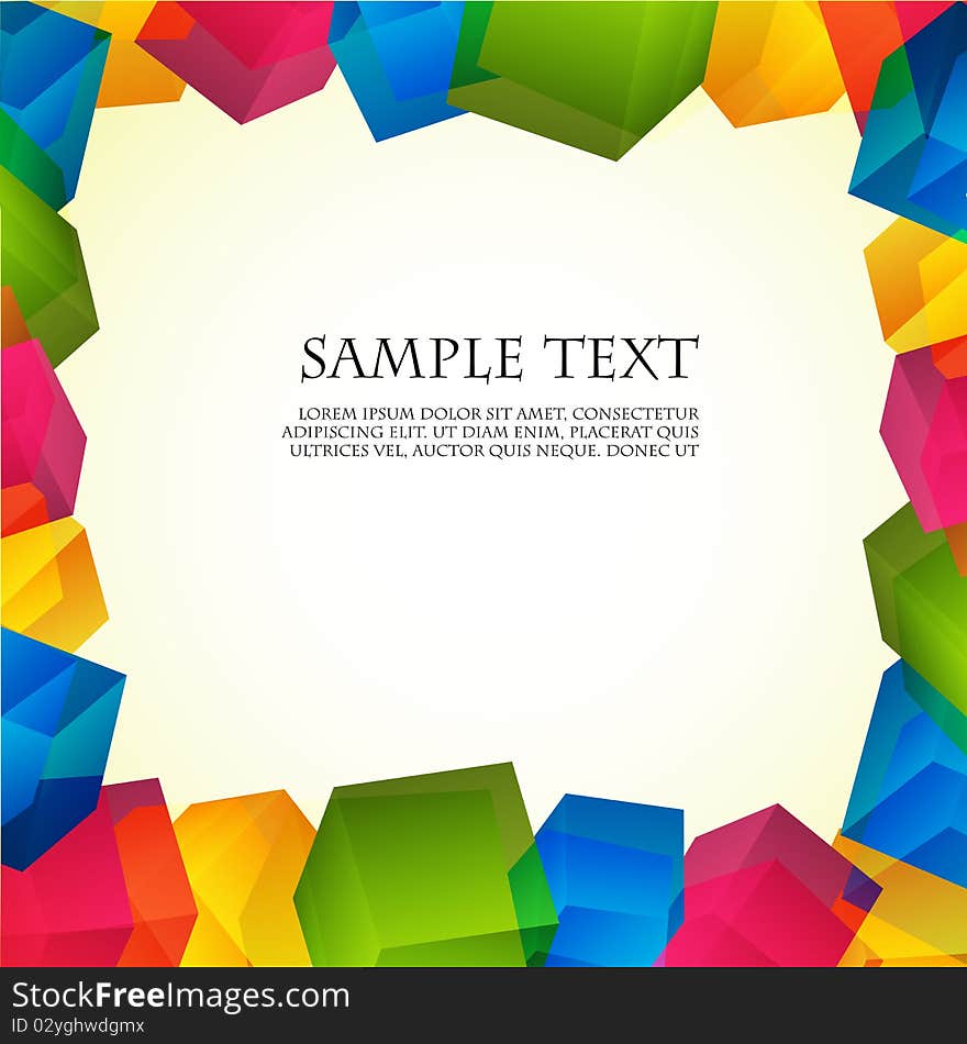 Illustration of abstract background with colorful box frame and sample text. Illustration of abstract background with colorful box frame and sample text