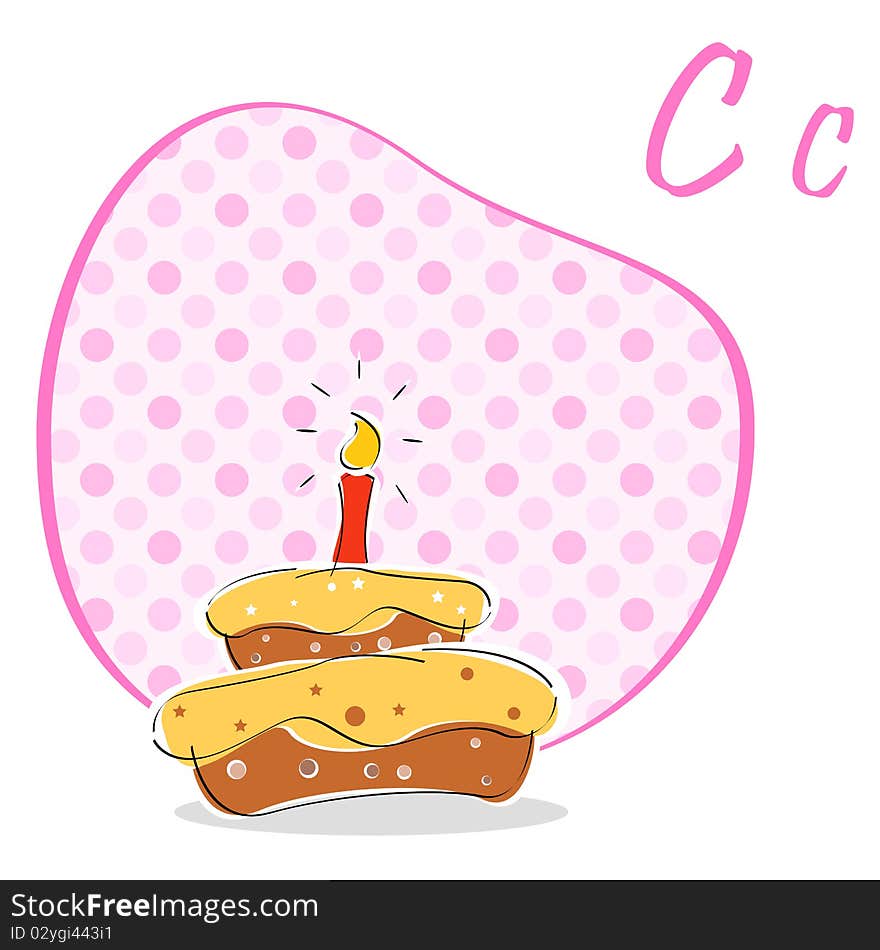 Illustration of cake with alphabet c on isolated background. Illustration of cake with alphabet c on isolated background