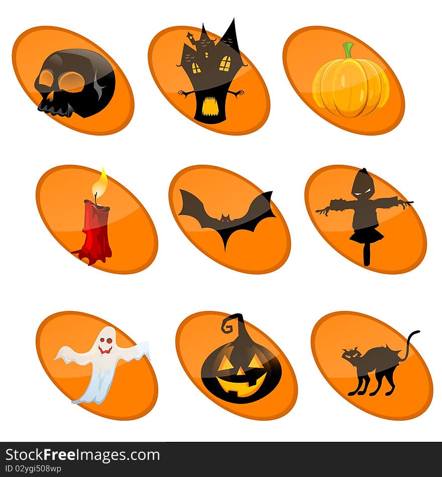 Illustration of different elements of halloween on isolated background. Illustration of different elements of halloween on isolated background