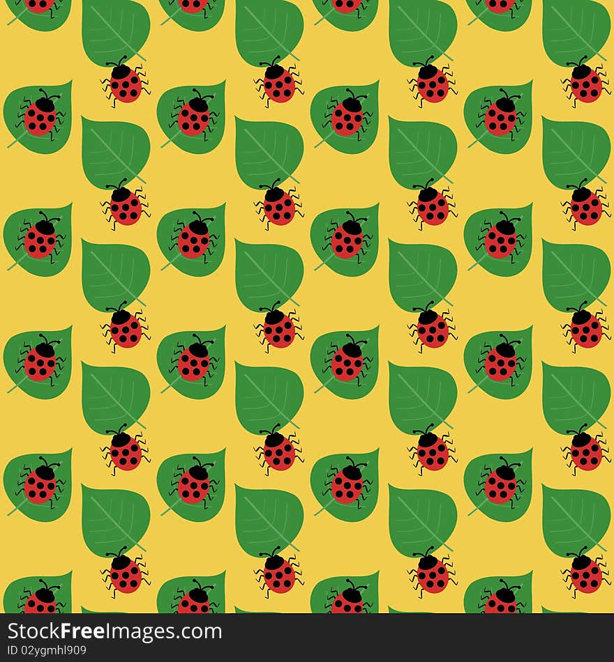 Seamless background with ladybirds