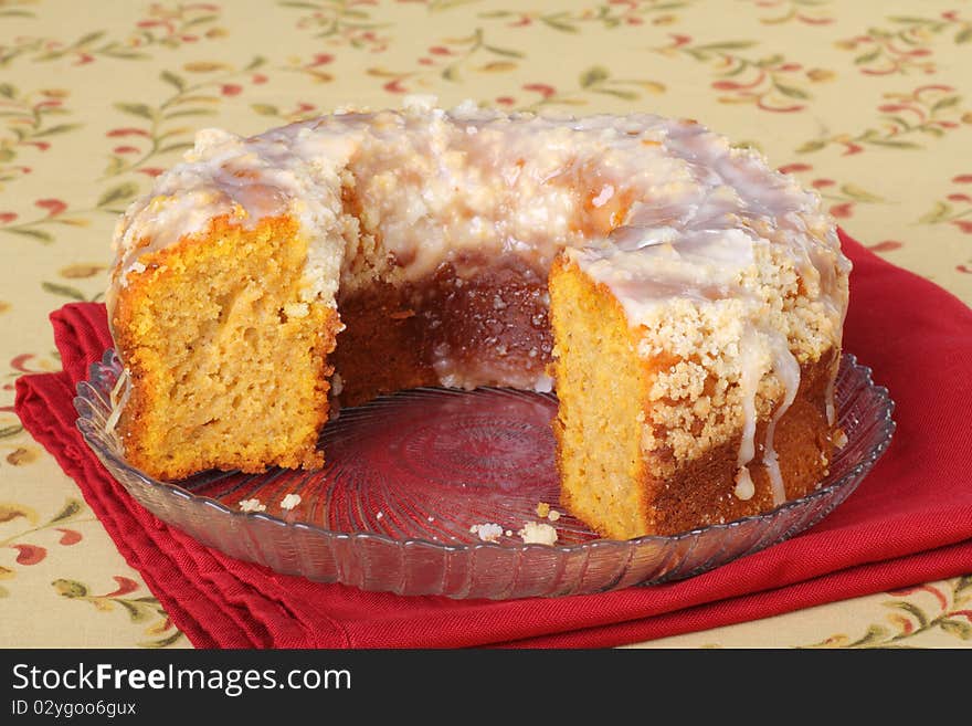 Sliced pumpkin cake dessert on a plate